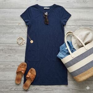Beacan Cove Linen Blend T-Shirt Dress Medium Woven Lightweight Beach Coastal